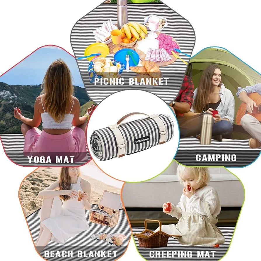 Wasserdichte Picknickdecke mit Tragegurt für Strand und Camping