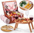 Briwooody Weiden-Picknickkorb-Set für 4 Personen mit Klapptisch