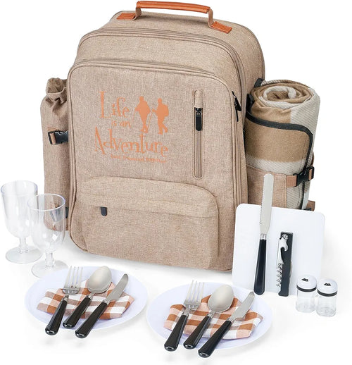 24L Isolierter Picknickkorb Auslaufsicherer Rucksack für 2 Personen