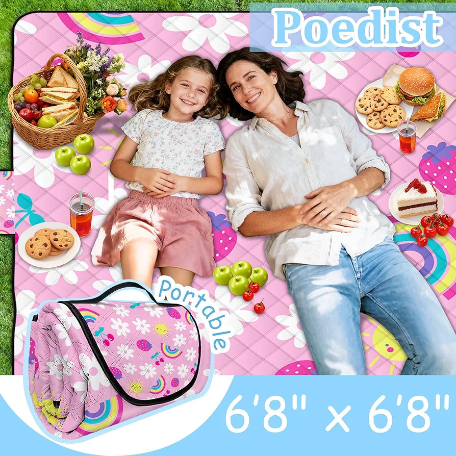Extra große wasserdichte Picknickdecke, 203x203cm faltbar waschbar