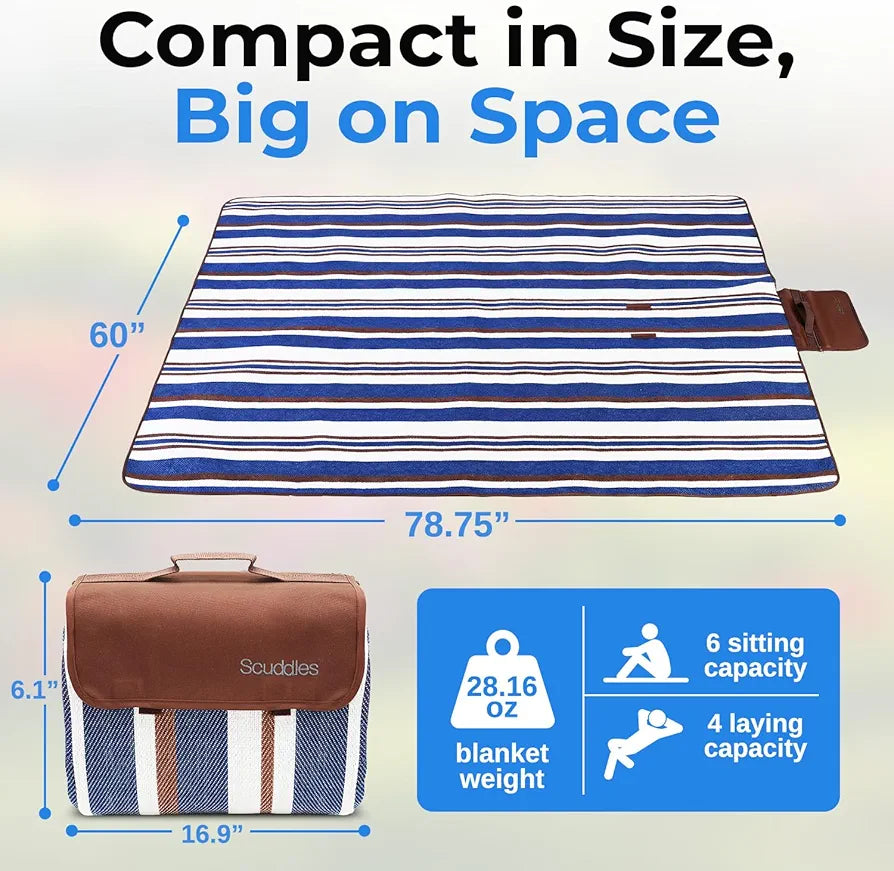 Scuddles 152cm x 203cm Große Outdoor Picknickdecke - Wasserdicht
