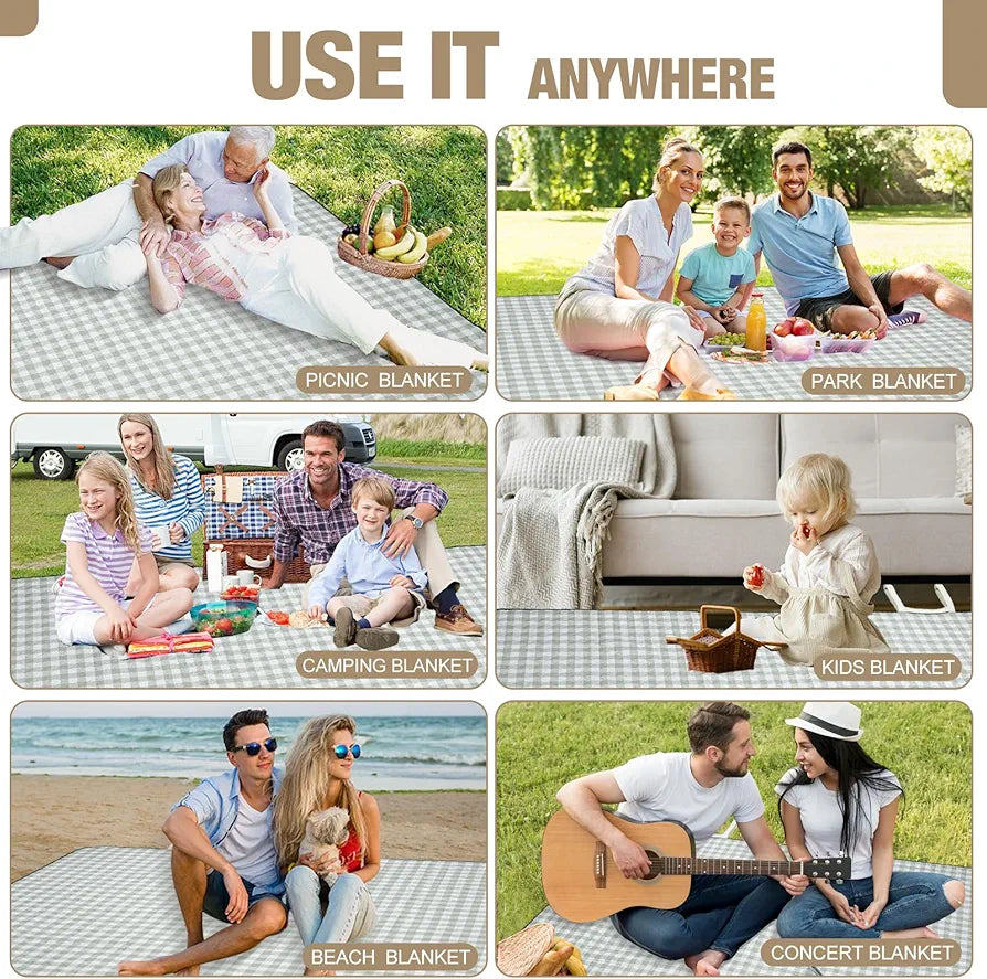 Extra große wasserdichte Picknickdecke für draußen - 203x203cm