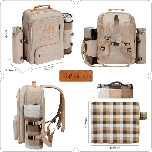 24L Isolierter Picknickkorb Auslaufsicherer Rucksack für 2 Personen
