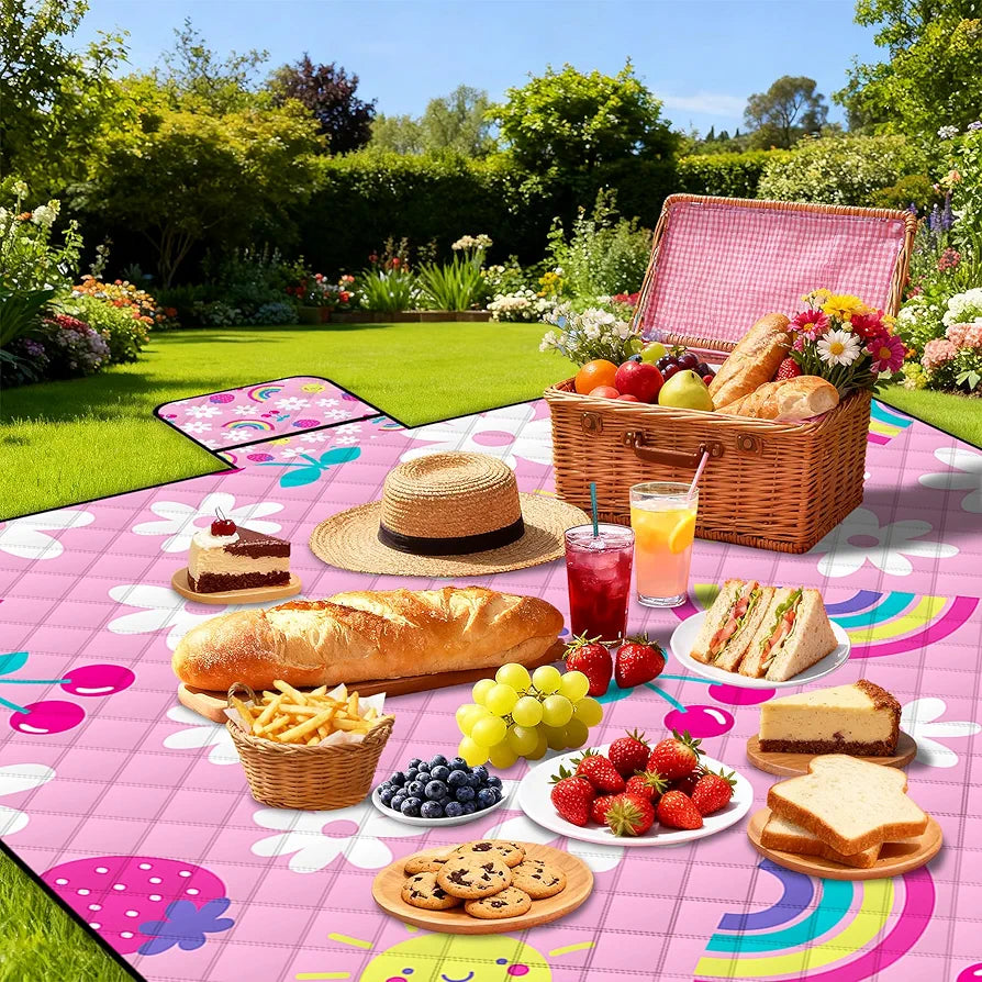 Extra große wasserdichte Picknickdecke, 203x203cm faltbar waschbar